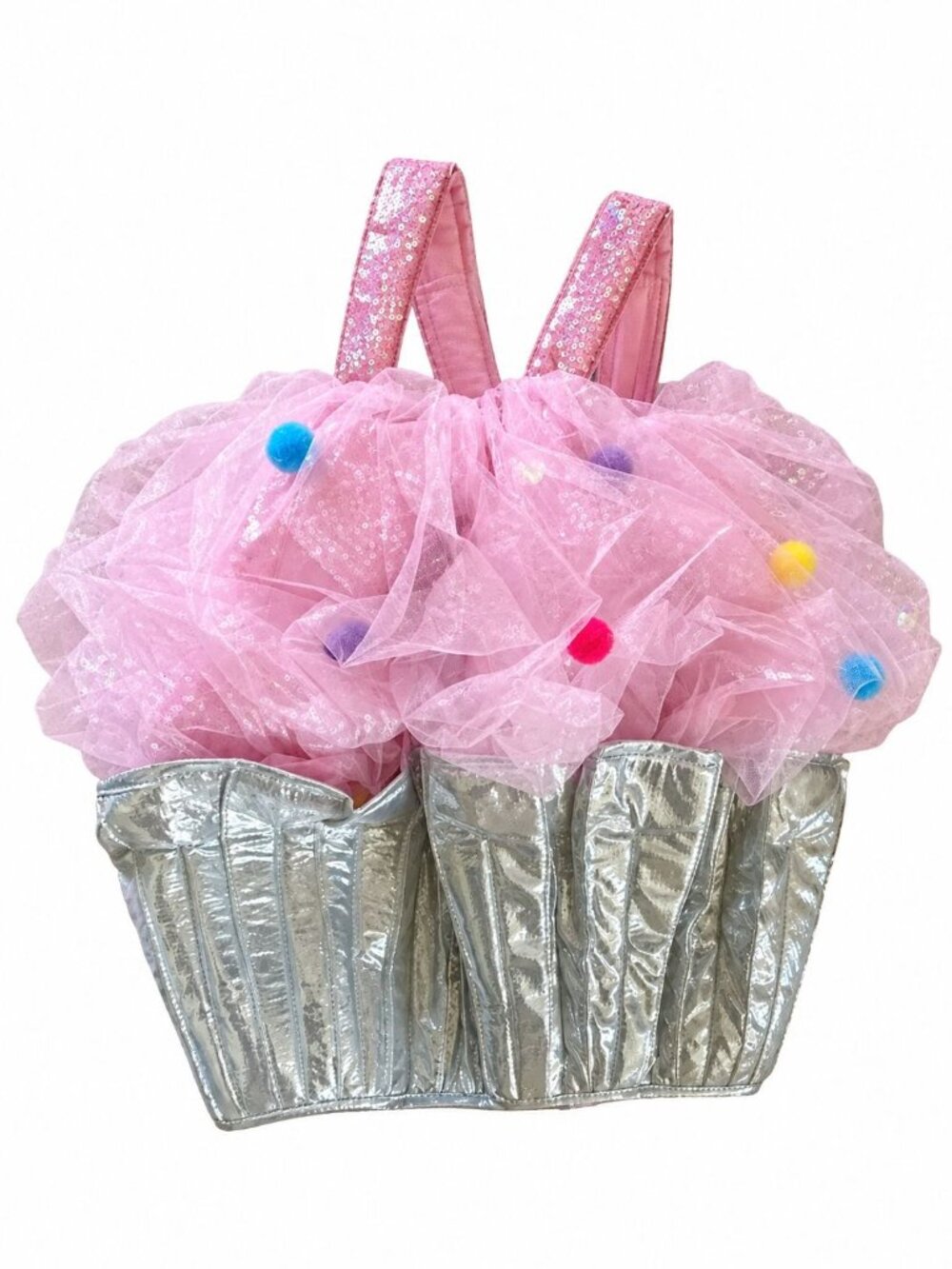 Girl Pottery Barn Kids Pink Silver Light up Cupcake Costume Size 4-6T
